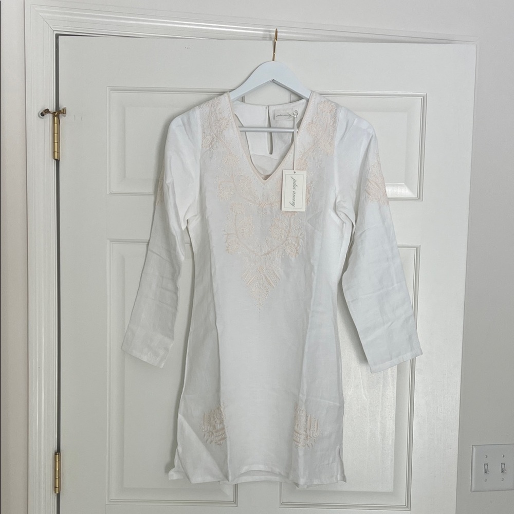Julia Amory Bridget White Tunic with Embroidered Details